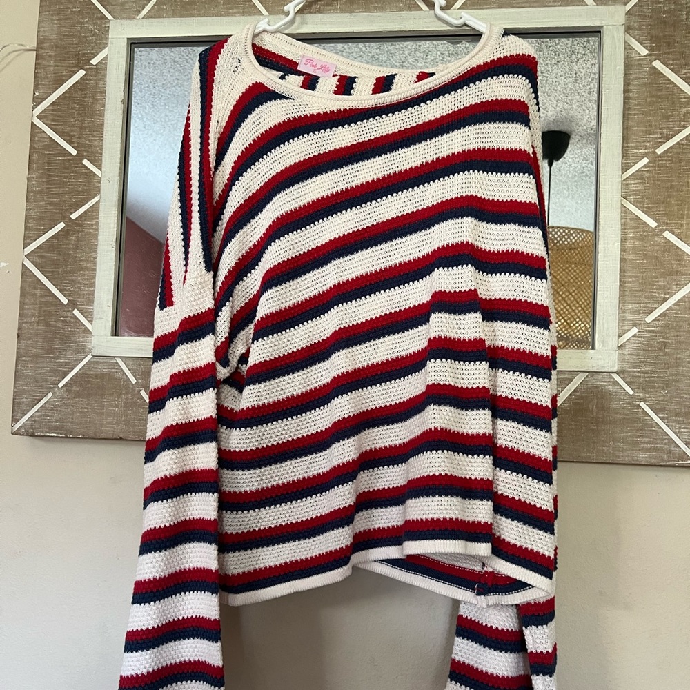 NEVER WORN! Size XL Pink Lilly patriotic stripe sweater set
